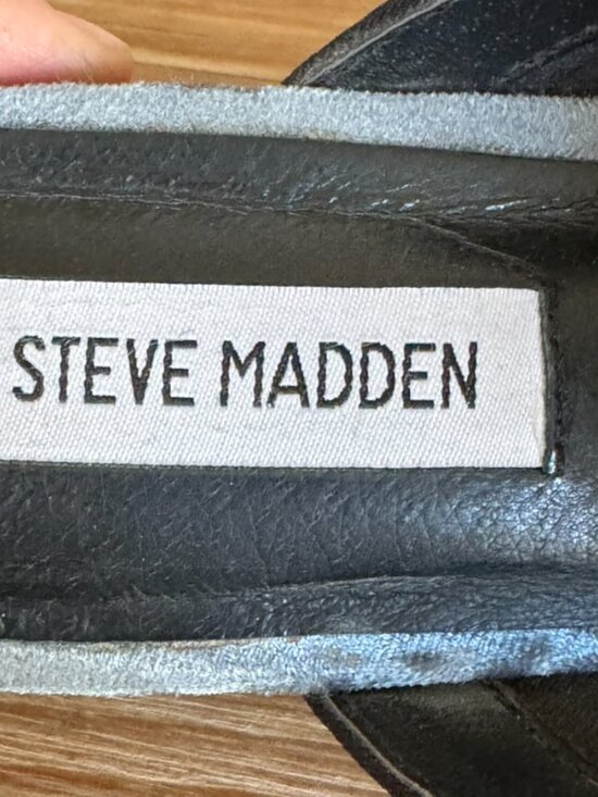 Steve Madden Hyde Blue Velvet Beaded Snake Slip on Flat Loafer Mules Size 8.5 - Picture 12 of 14